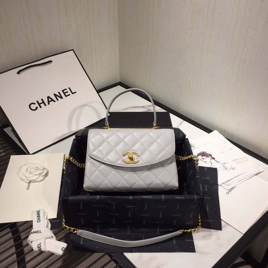 TOP CHANEL Trendy Spirit Top Handle Quilted Bag - Grey