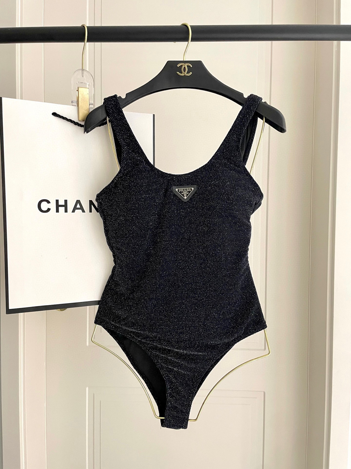 TOP PRADA One-Piece Swimsuit - Black