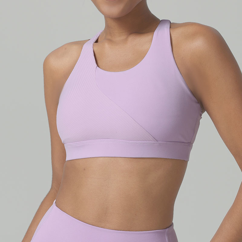 Womens Workout Bra Crisscross Letter Back 5A Antibacterial 4Way Stretch Breathable Sports Bra