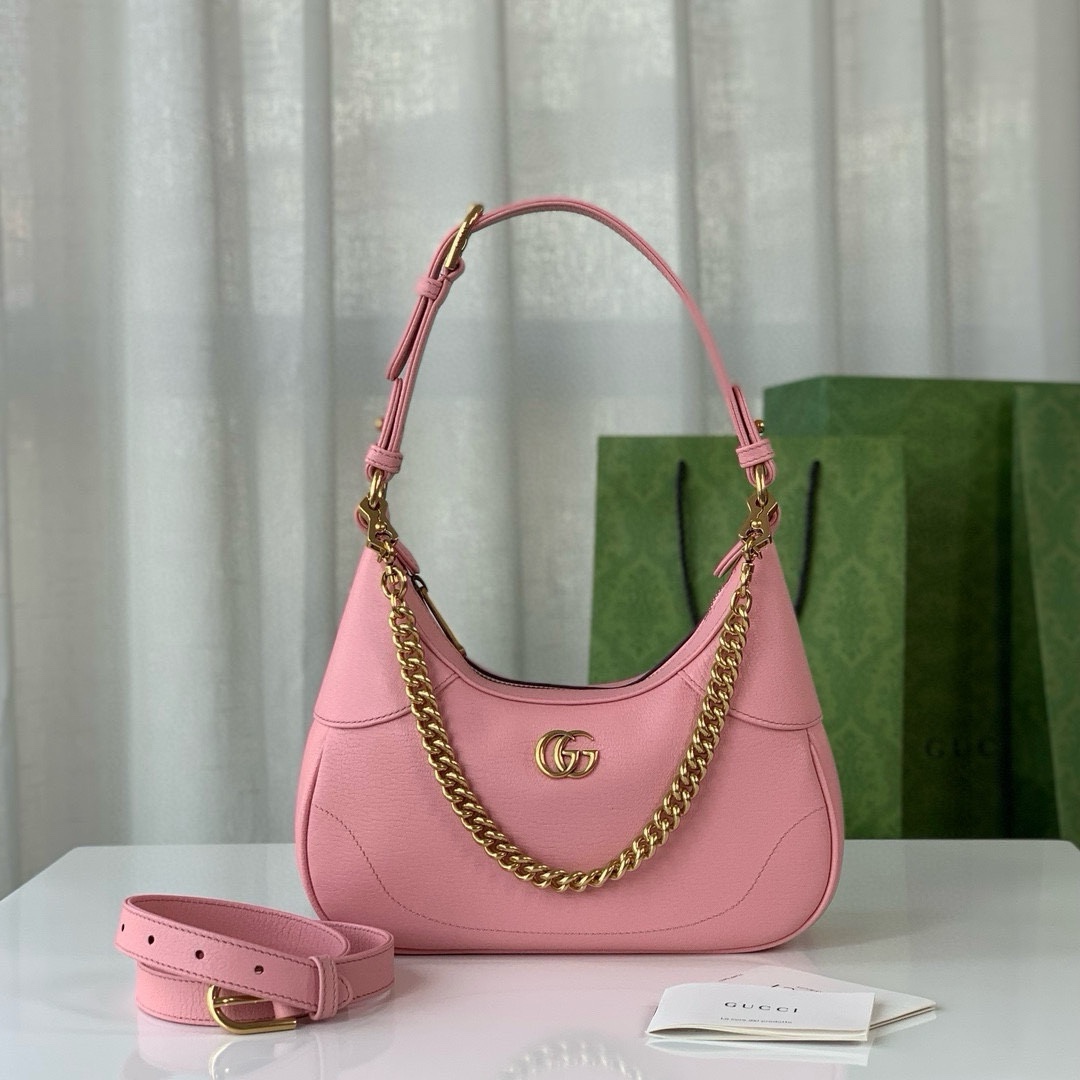 TOP GUCCI Lambskin Aphrodite Series Small Crescent Shoulder Handbags 25X19X7cm - 2 Colour