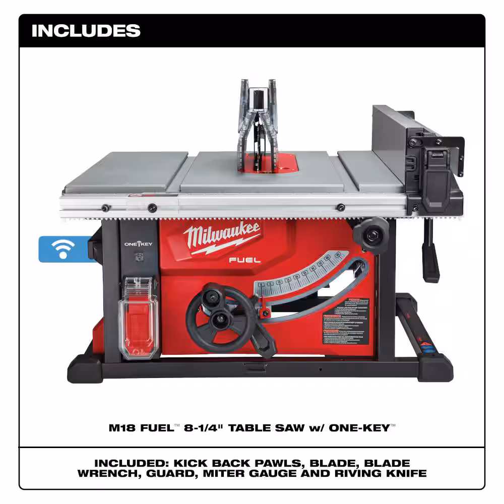 M18 FUEL ONE-KEY 18-Volt Lithium-Ion Brushless Cordless 8-1/4 in. Table Saw (Tool-Only)