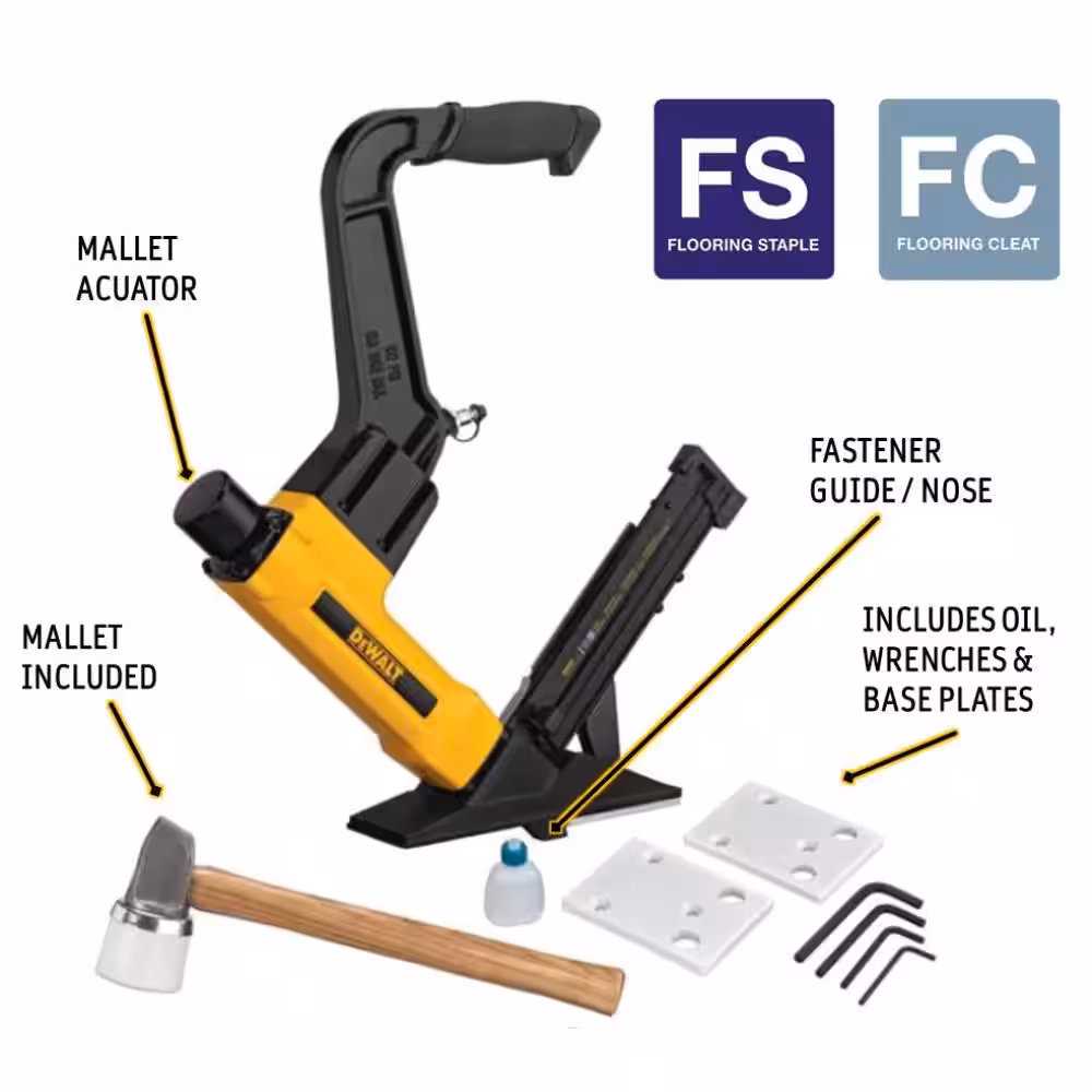 2-in-1 Pneumatic 15.5-Gauge and 16-Gauge Flooring Tool