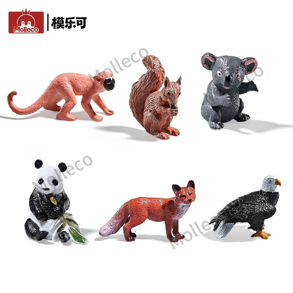 Molleco Animal Figure Toys for Kids and Children  Monkey+Squirrel+Koala+Panda+Fox+Eagle CP003-1-2-3-4-5-6
