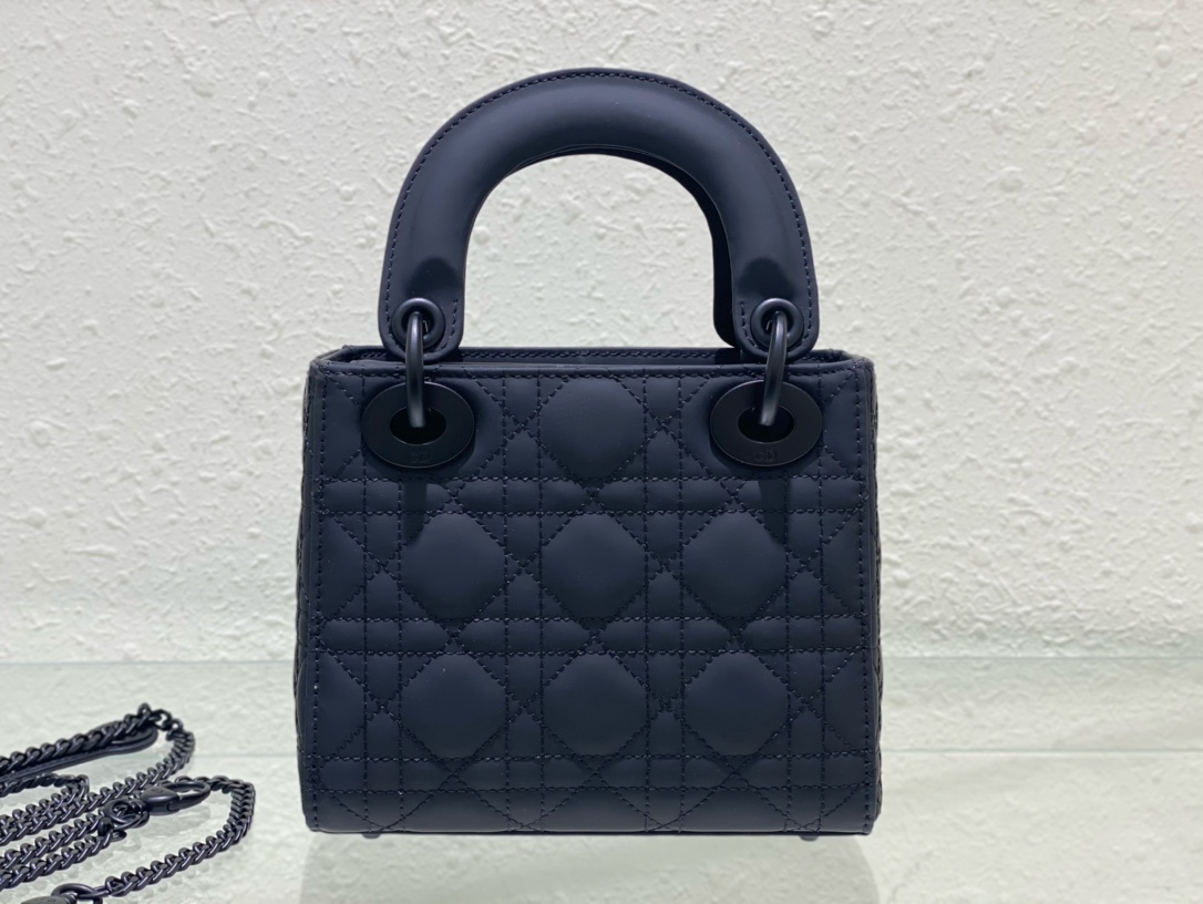 TOP Christian Dior Lady Christian Dior Matte Cowhide Bag 17*7.5*14 cm - Matte Black