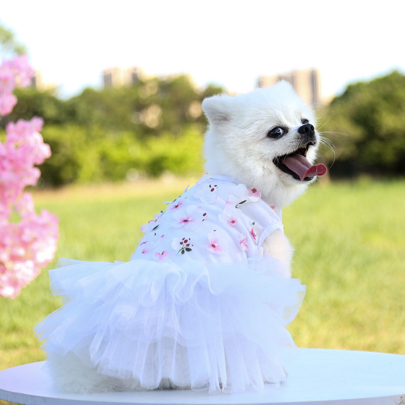 Pet Dog Cat Peach Blossom Dress Clothes Teddy Bichon Pet Supplies Dog Apparel Wholesale Pet Clothes - PawPro UK