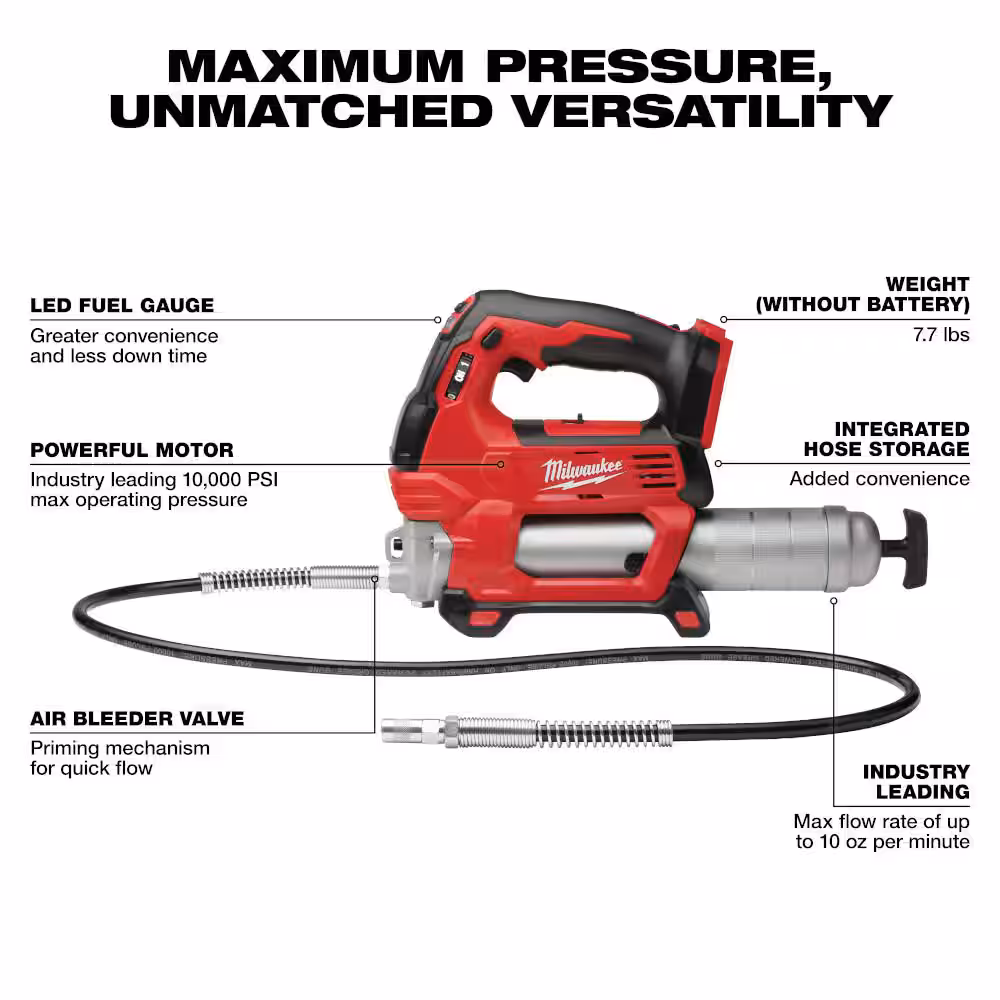 M18 18-Volt Lithium-Ion Cordless Grease Gun 2-Speed with (1) 2Ah Battery