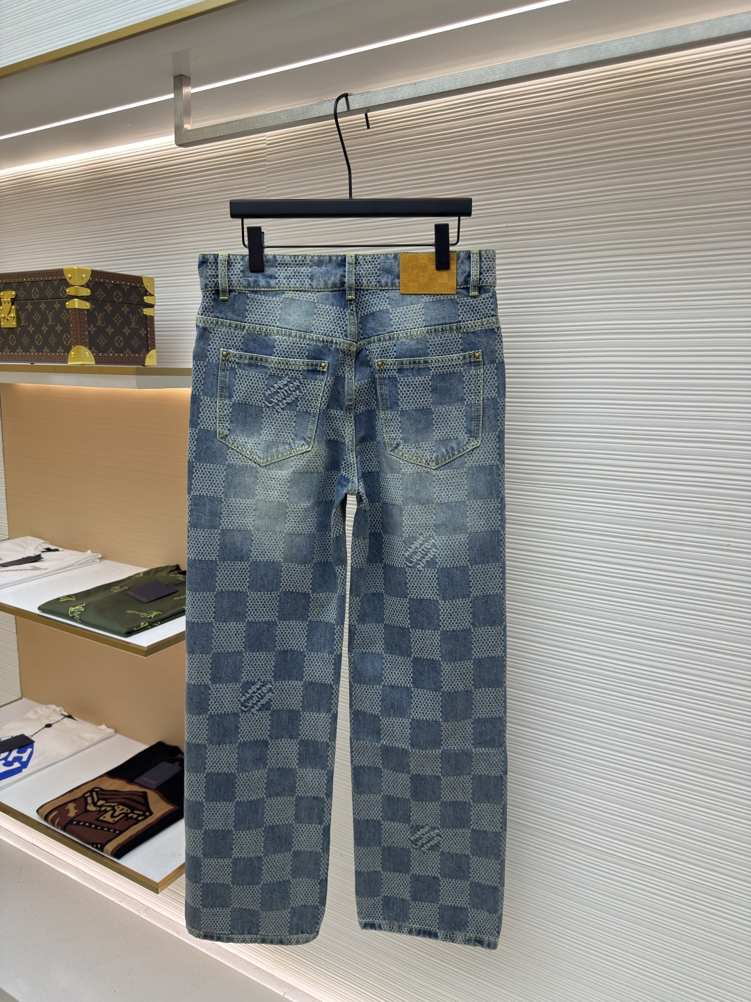 LOUIS VUITTON 阔腿棋盘格牛仔长裤