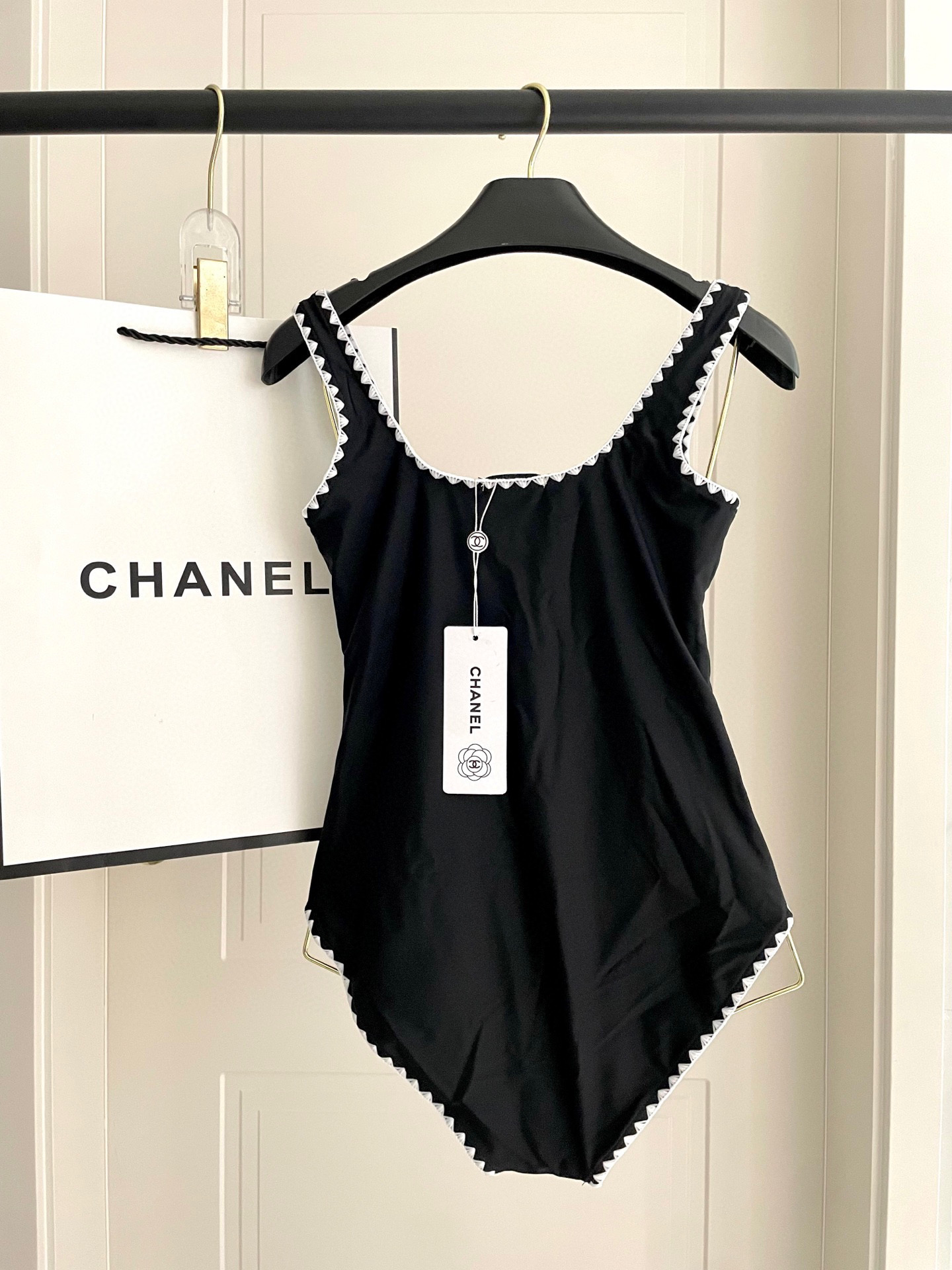 TOP CHANEL One-Piece Swimsuit - Black