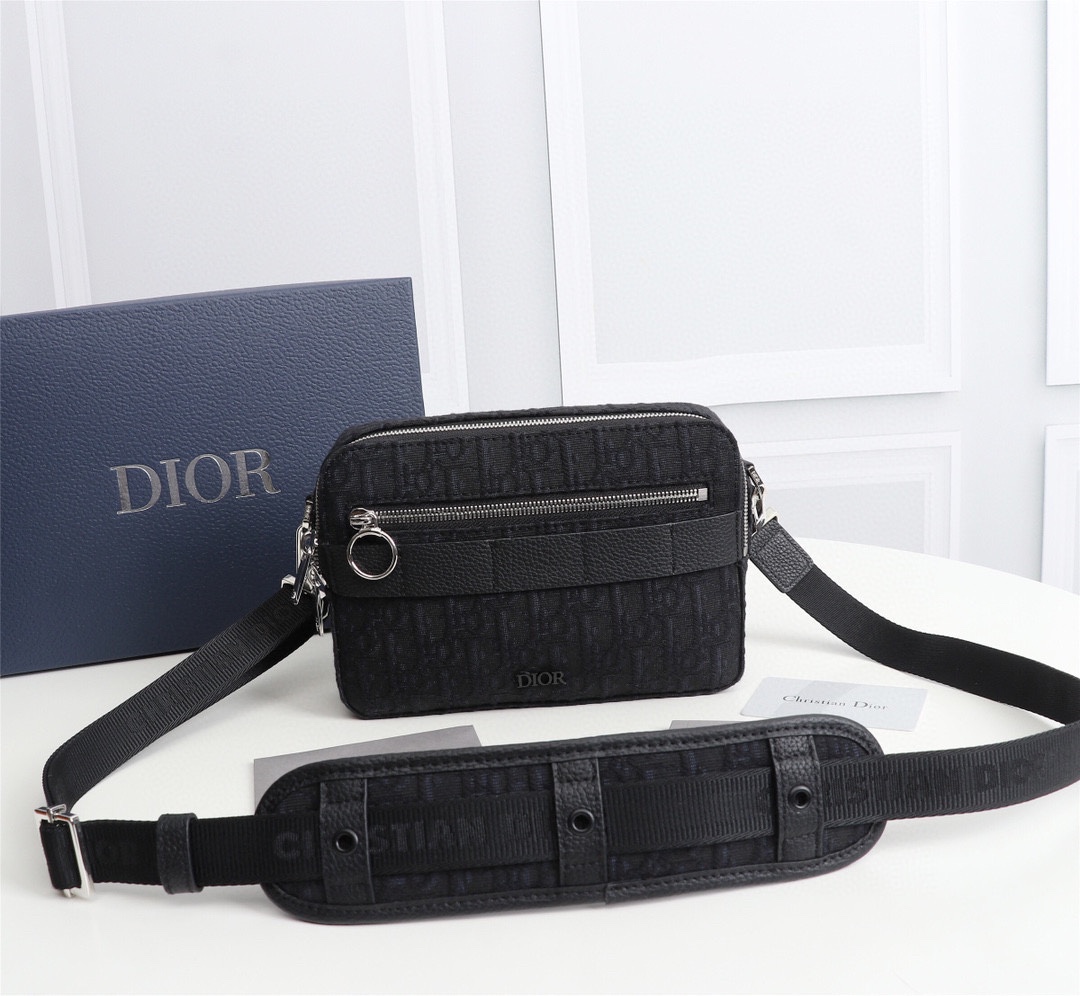 TOP Christian Dior Blue Safari Dior Oblique Backpack Cow Leather 22 x 15 x 5 cm - Black