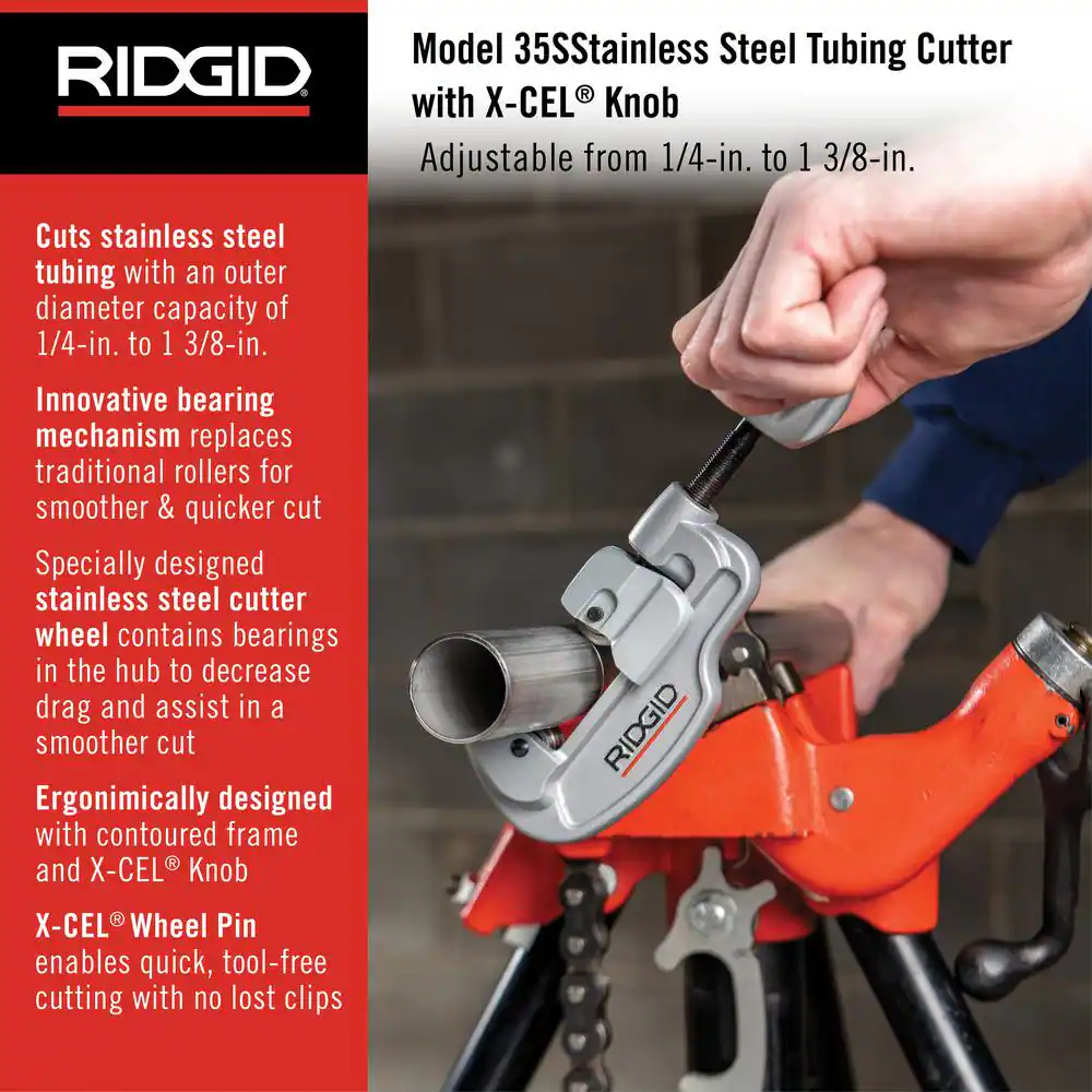 1/4 in. to 1-3/8 in. Model 35S Stainless Steel Tubing Cutter with Quick Cutting X-CEL Knob, Contoured Frame Tubing Tool