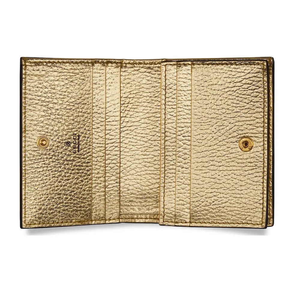 TOP GUCCI GG Monogram Wallet 11 x 8.5 x 3 cm -Gold