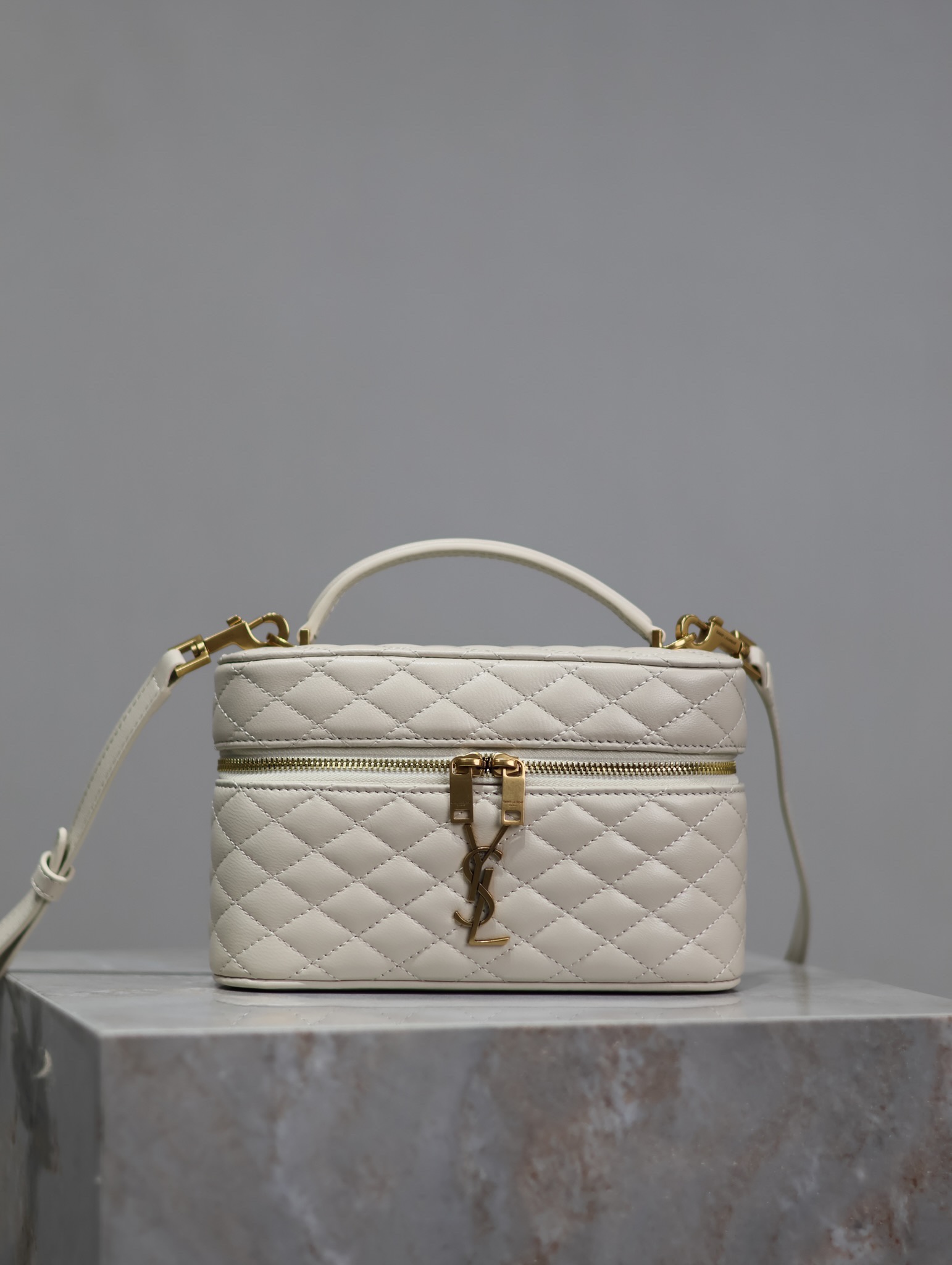 TOP Yves Saint Laurent YSL Gaby Mini Makeup Bag 18x11x6.5cm - White&GWH
