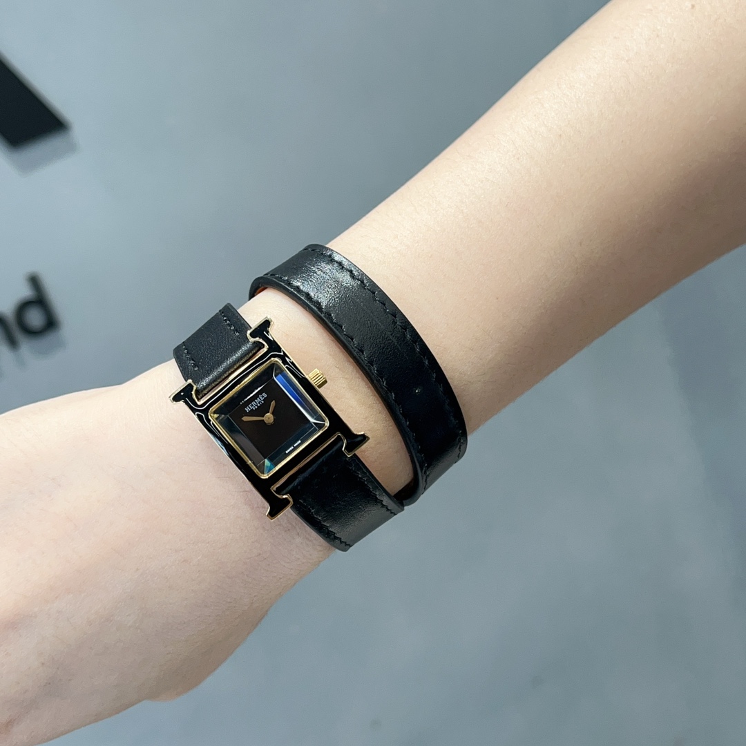 TOP HERMES H Series Enamel Ring 21mm - Black