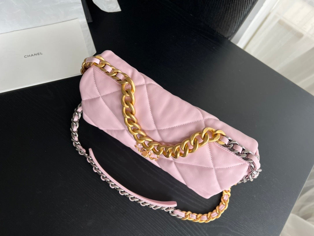 TOP CHANEL 19 Bag Maxi 36cm - Pink Sakura