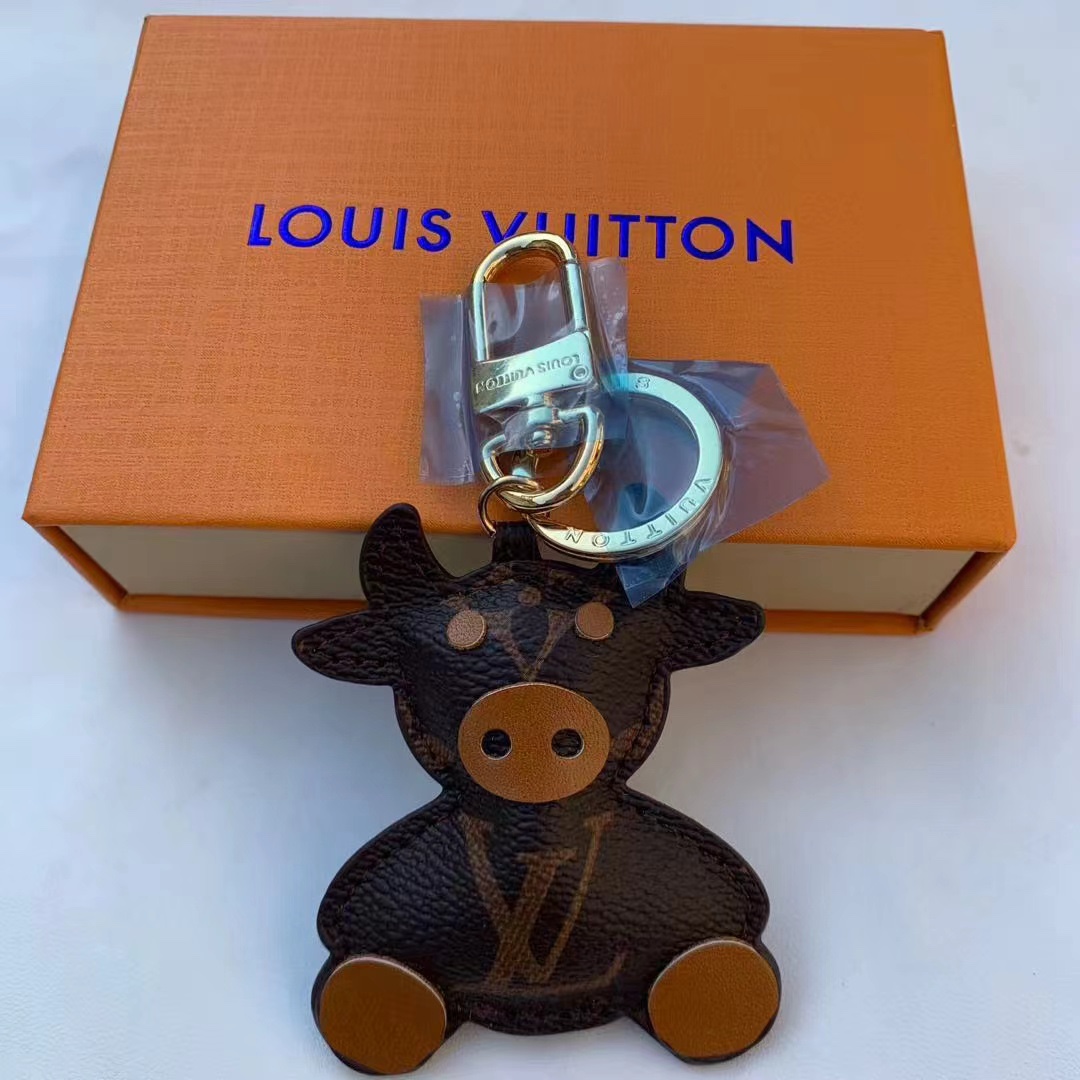 TOP Louis Vuitton LV Calf Shape keychain - Brown