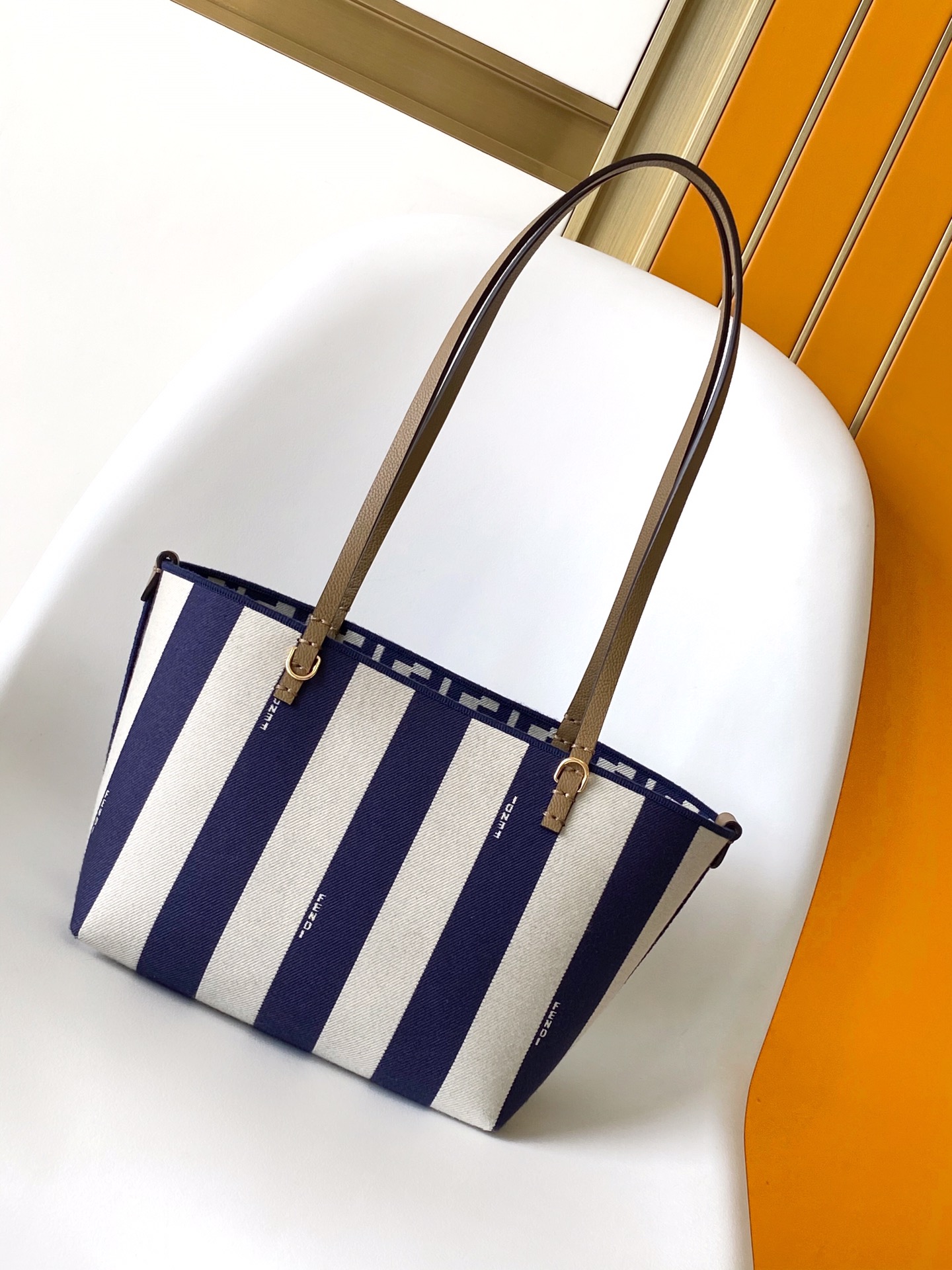 TOP FENDI Roll Striped Reversible Tote Bag  - 2 Sizes