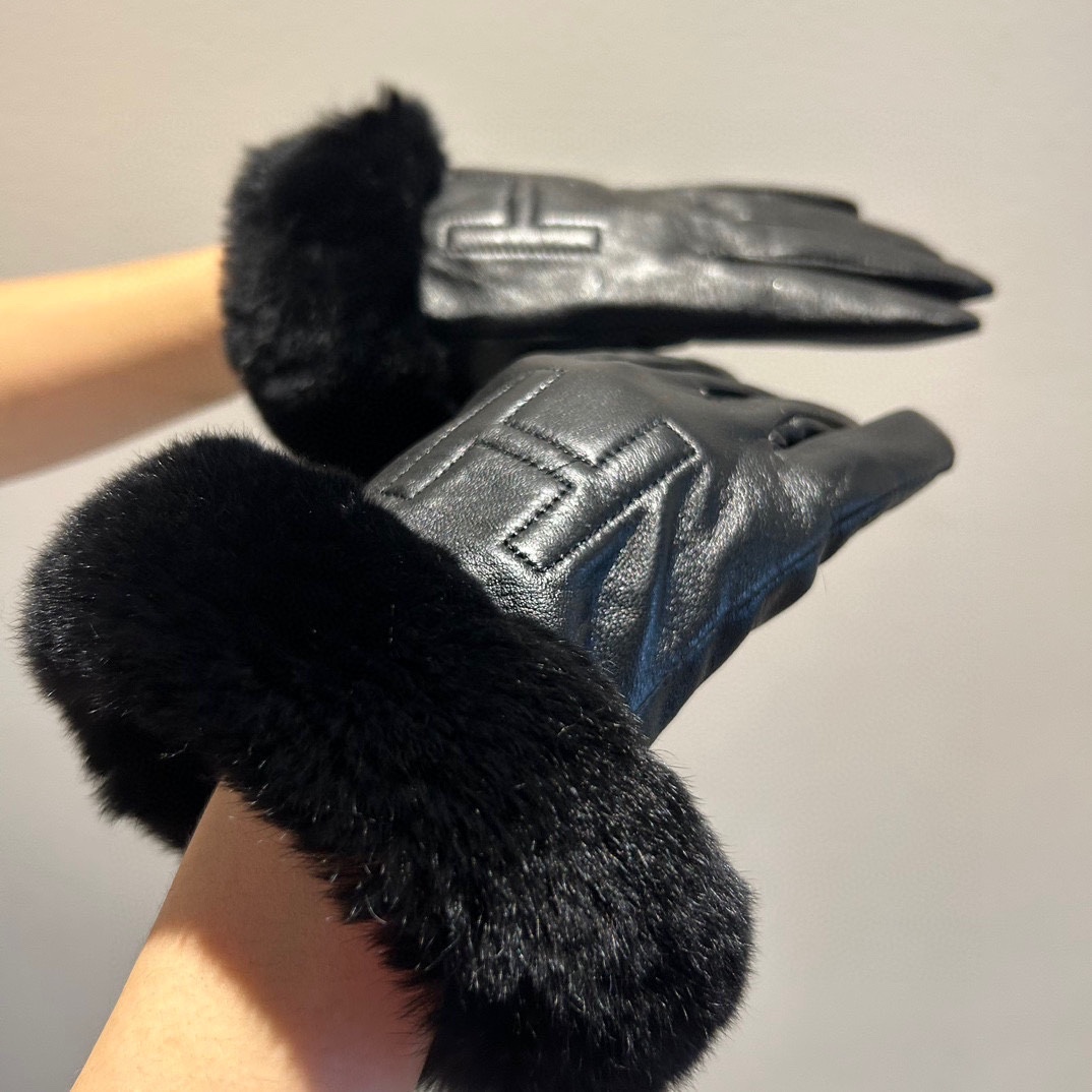 TOP HERMES Gloves with Fur