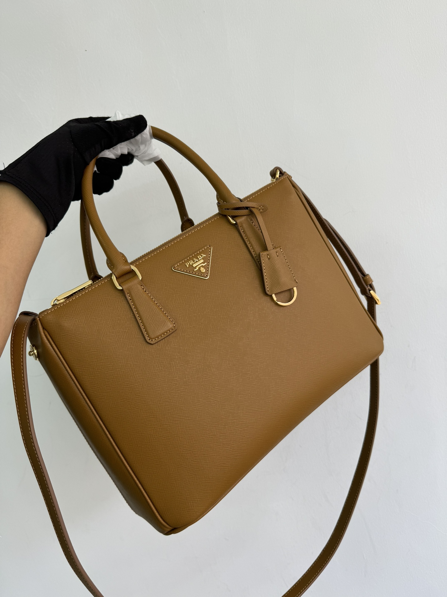 TOP PRADA Galleria Leather Handbags 20x15x9.5cm/32×24×14cm - Brown