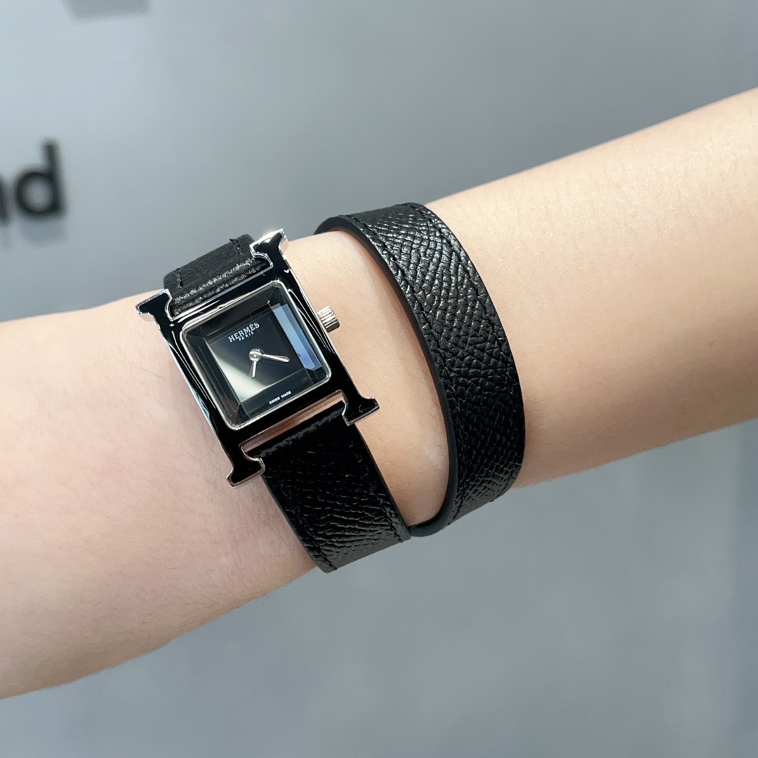 TOP HERMES H Series Enamel Ring 21mm - Black