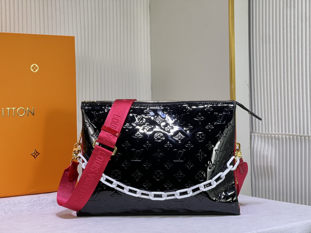 TOP Louis Vuitton LV Coussin Bag Patent Leather  34 x 24 x 12cm- 2 colors