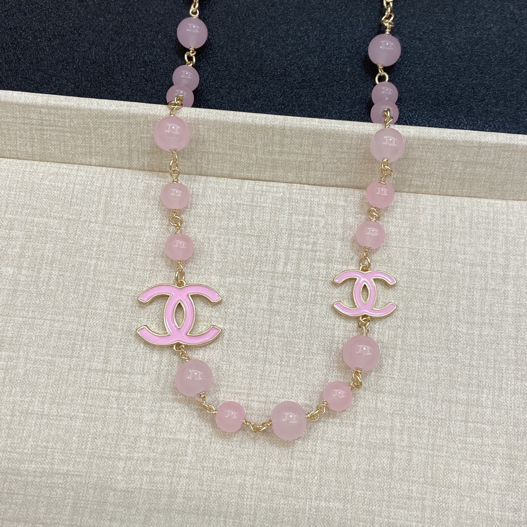 TOP CHANEL Pearl Necklace - Pink&GHW