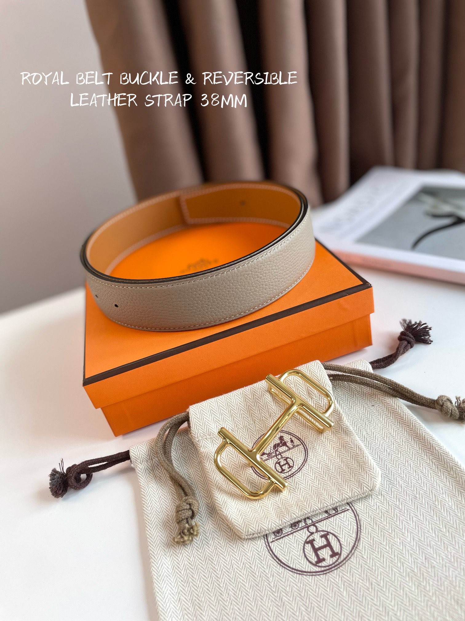 TOP HERMES Reversible Waist Belt - Brown