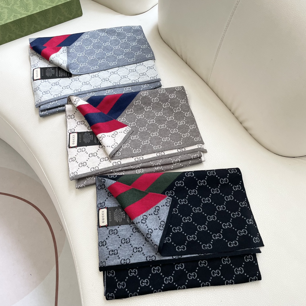 TOP GUCCI Cashmere Scarf 32 x 180 cm - 3 Colors