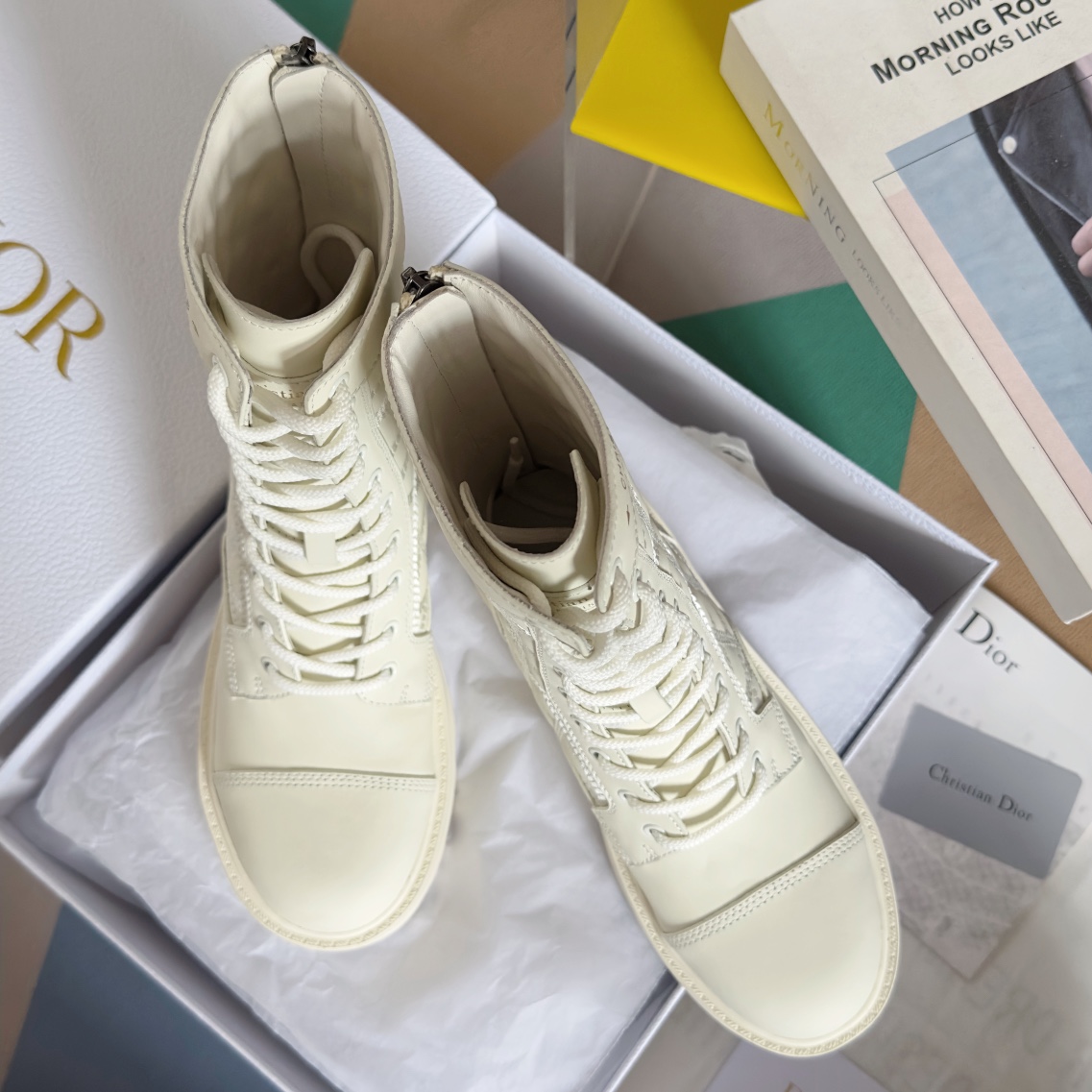 TOP Christian Dior Rattan Ankle Bootss Cowhide - 3 Colour