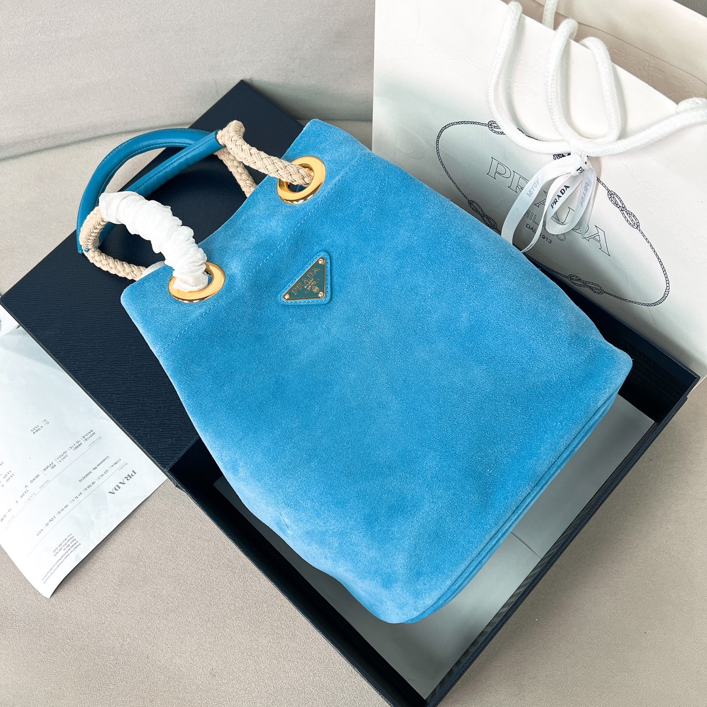 TOP PRADA Suede Bag 23.5x28x16.5cm- 2 Colors