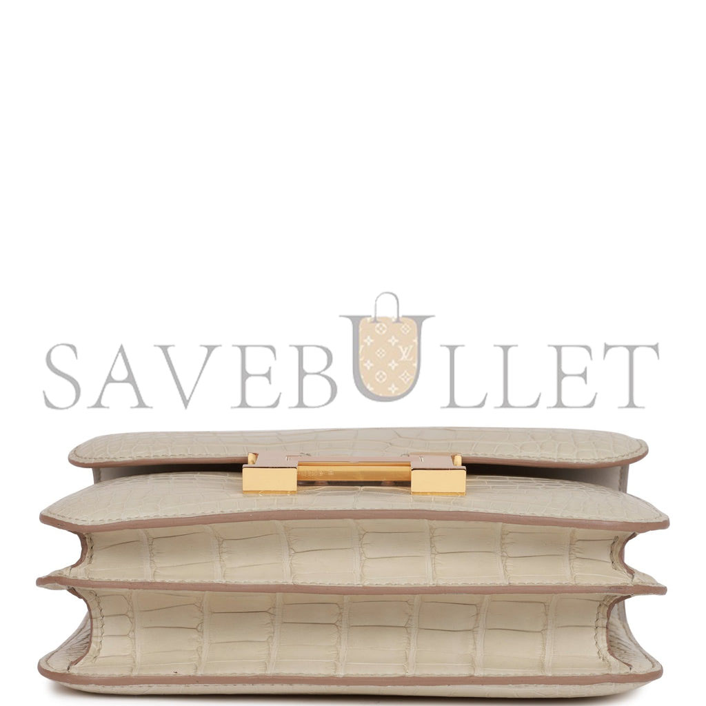 HERMES MASTER CONSTANCE 18 MATTE ALLIGATOR GOLD HARDWARE (18*15*4cm)