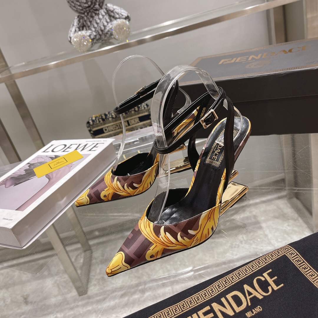 TOP FENDI & Versace High Heel Mules