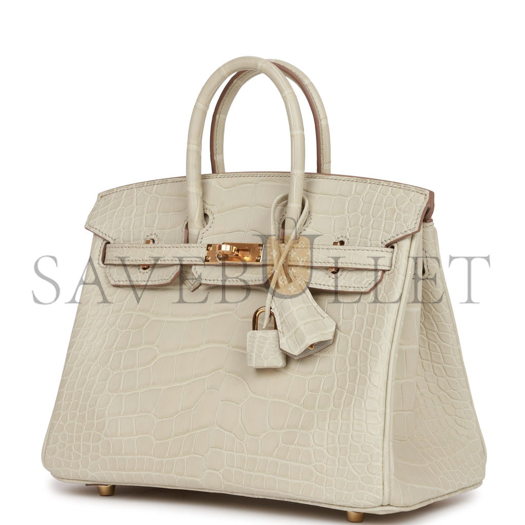 HERMES BIRKIN 25 MATTE ALLIGATOR GOLD HARDWARE (25*20*13cm)