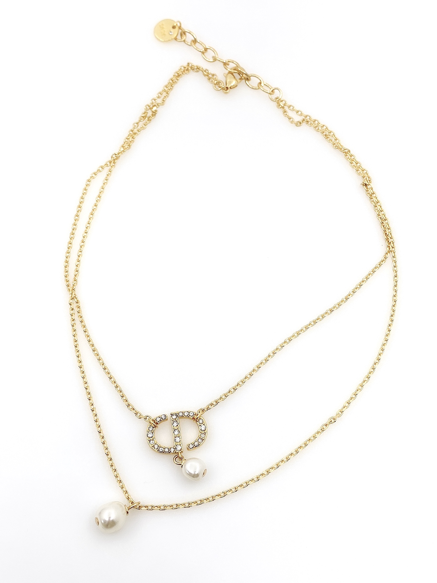 TOP Christian Dior Pearl CD Necklace - Gold