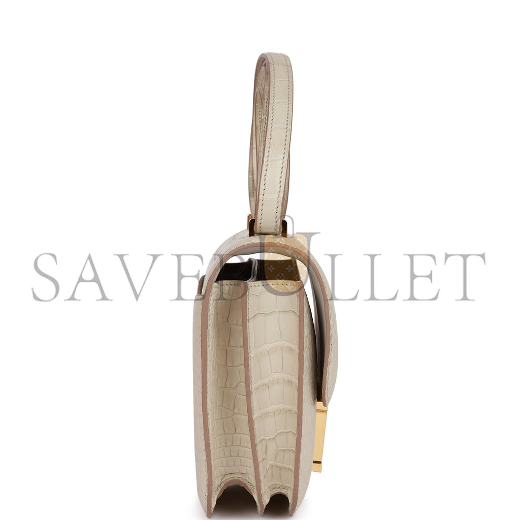 HERMES MASTER CONSTANCE 18 MATTE ALLIGATOR GOLD HARDWARE (18*15*4cm)