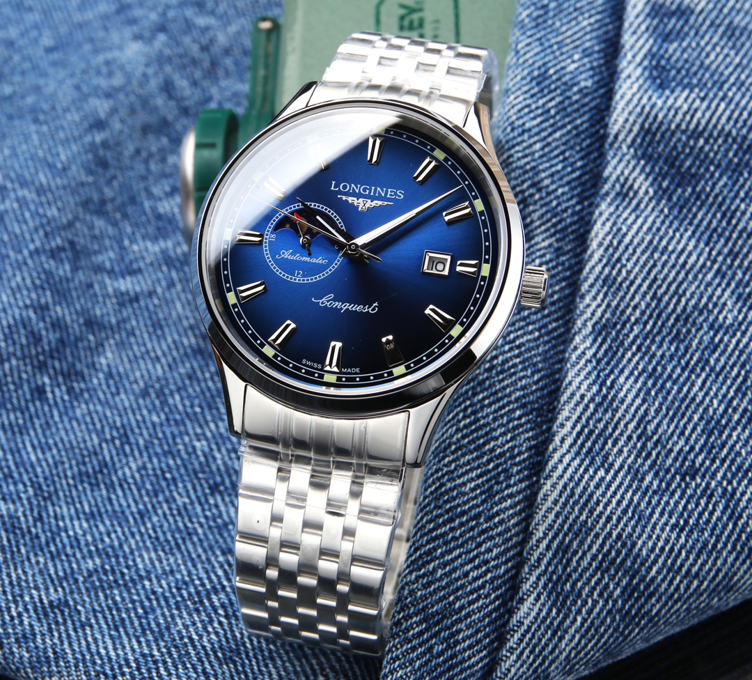 TOP LONGINES Men's Super A Stainless Steel Case 5 Degrees Waterproof Watch 40 mm