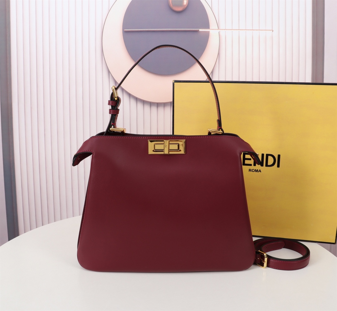 TOP FENDI Peekaboo Soft Bag 33×22.5×10CM  -Red