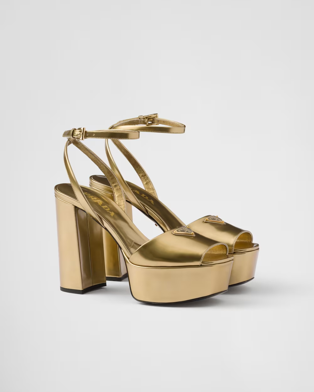 TOP PRADA Metallic Leather Platform Sandal - 2 Colour