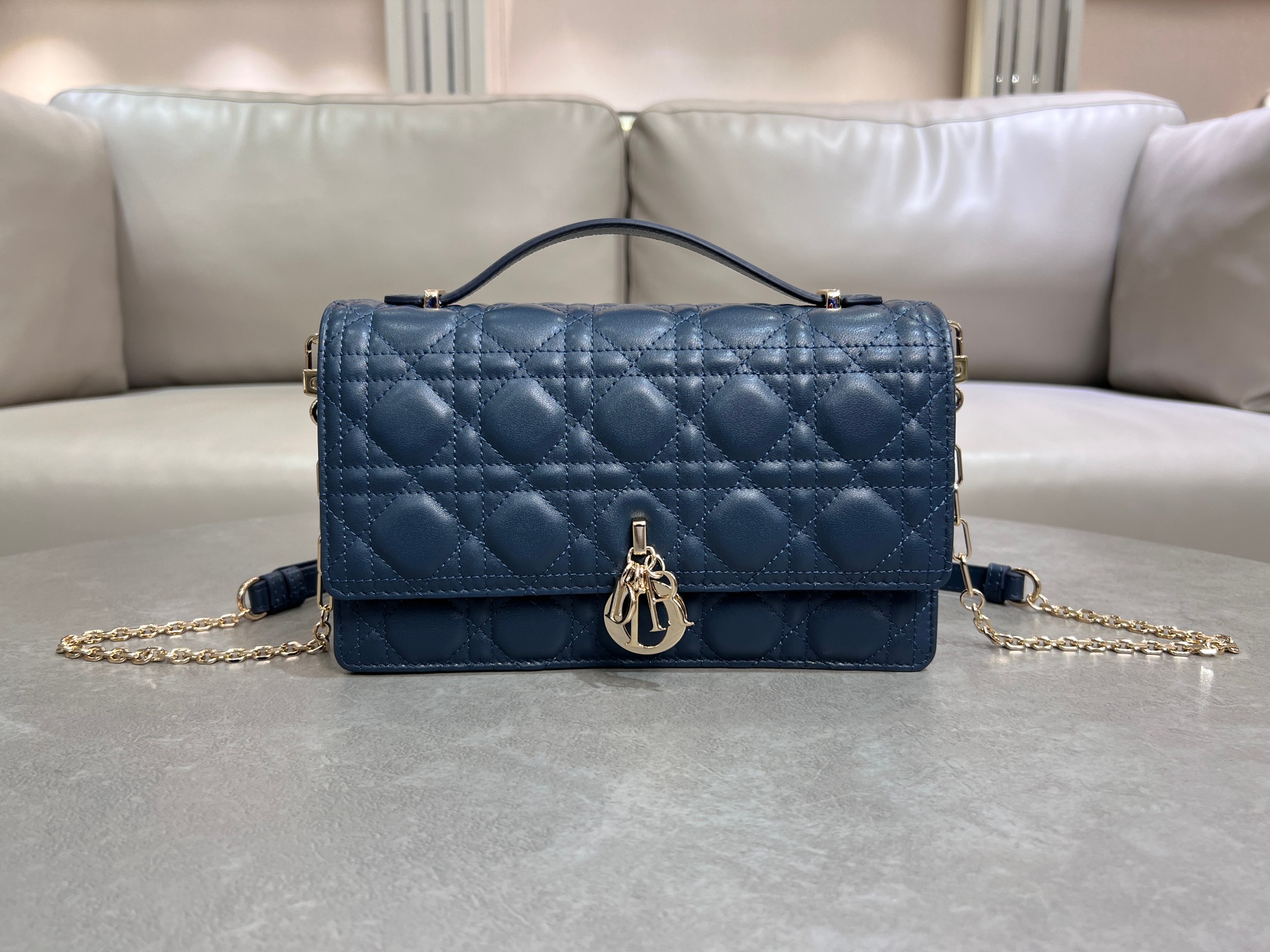 TOP Christian Dior Miss Bag Sheepskin 24x14x7.5cm - Dark Blue
