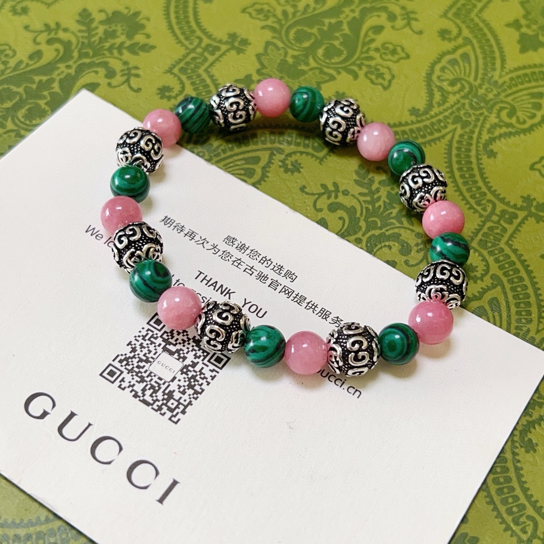 TOP GUCCI Natural Crystal Bracelet - Green&Pink