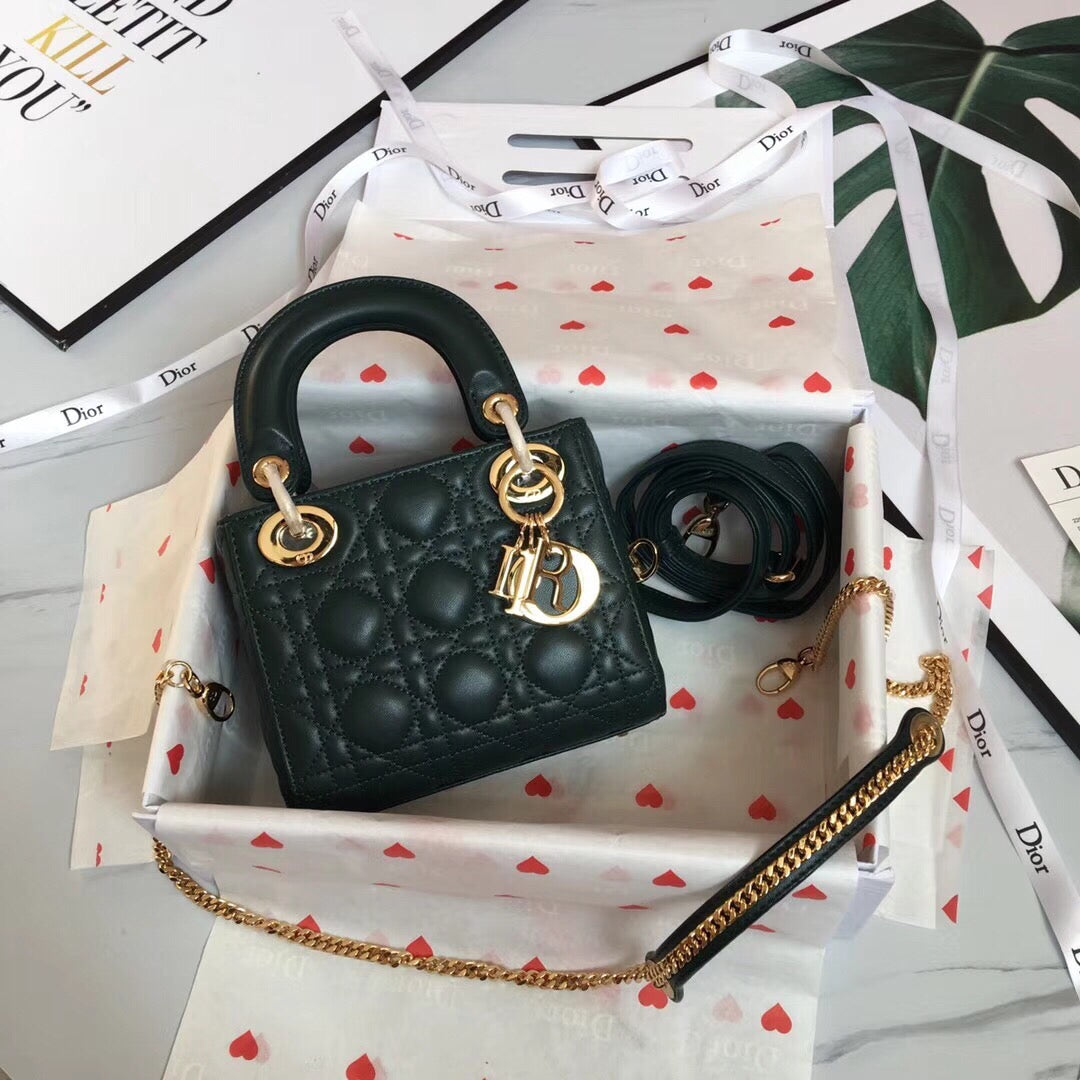 TOP Christian Dior Lady Christian Dior Bag Mini - Dark Green