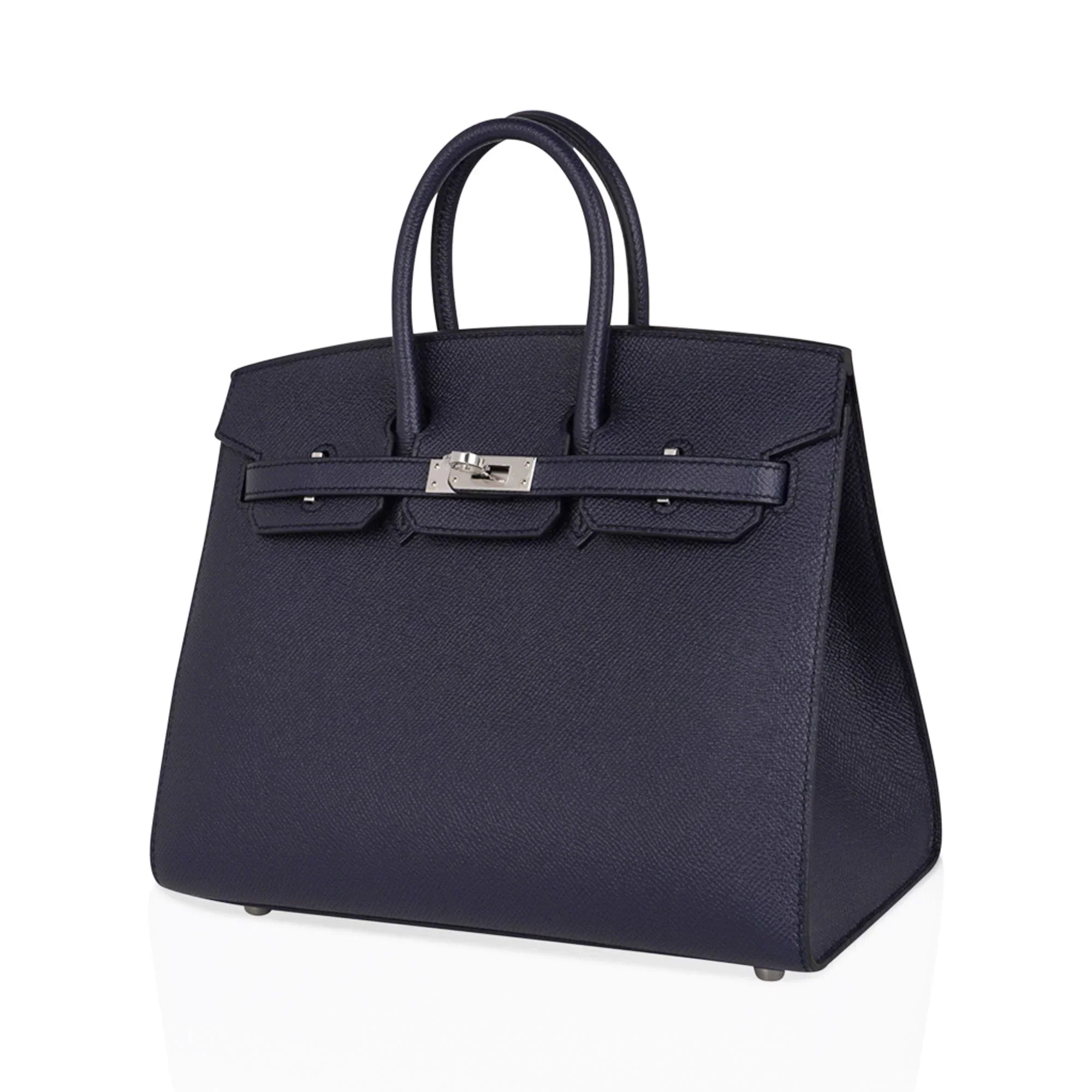Birkin Sellier 25 Bag Blue Indigo Epsom Leather with Palladium Hardware