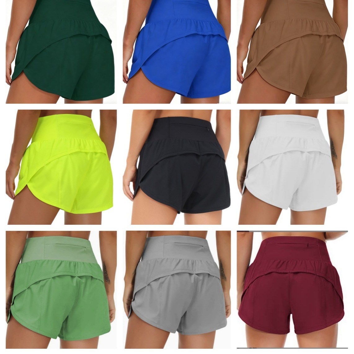 Best-selling women's sports running shorts, high-waisted, faux two-piece with zipper pockets, yoga pants levelkeen