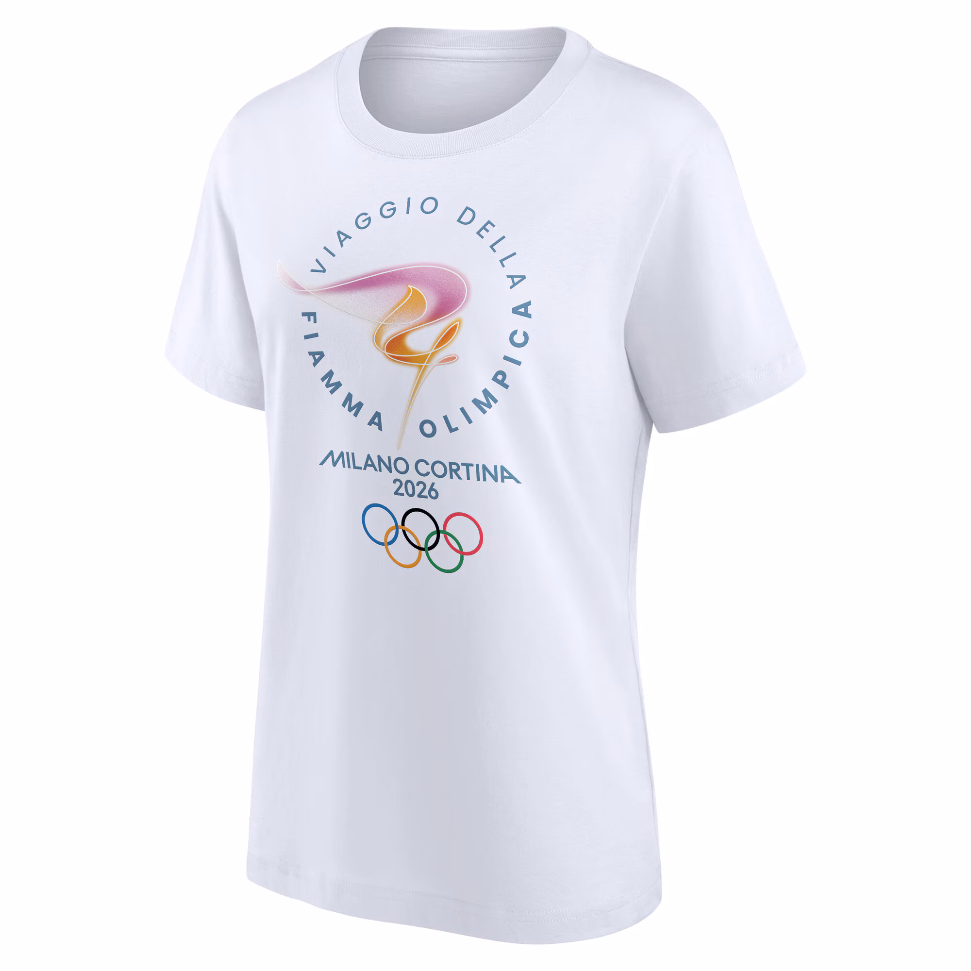 Milano Cortina 2026 Olympics Torch Primary Logo Graphic T-Shirt - White