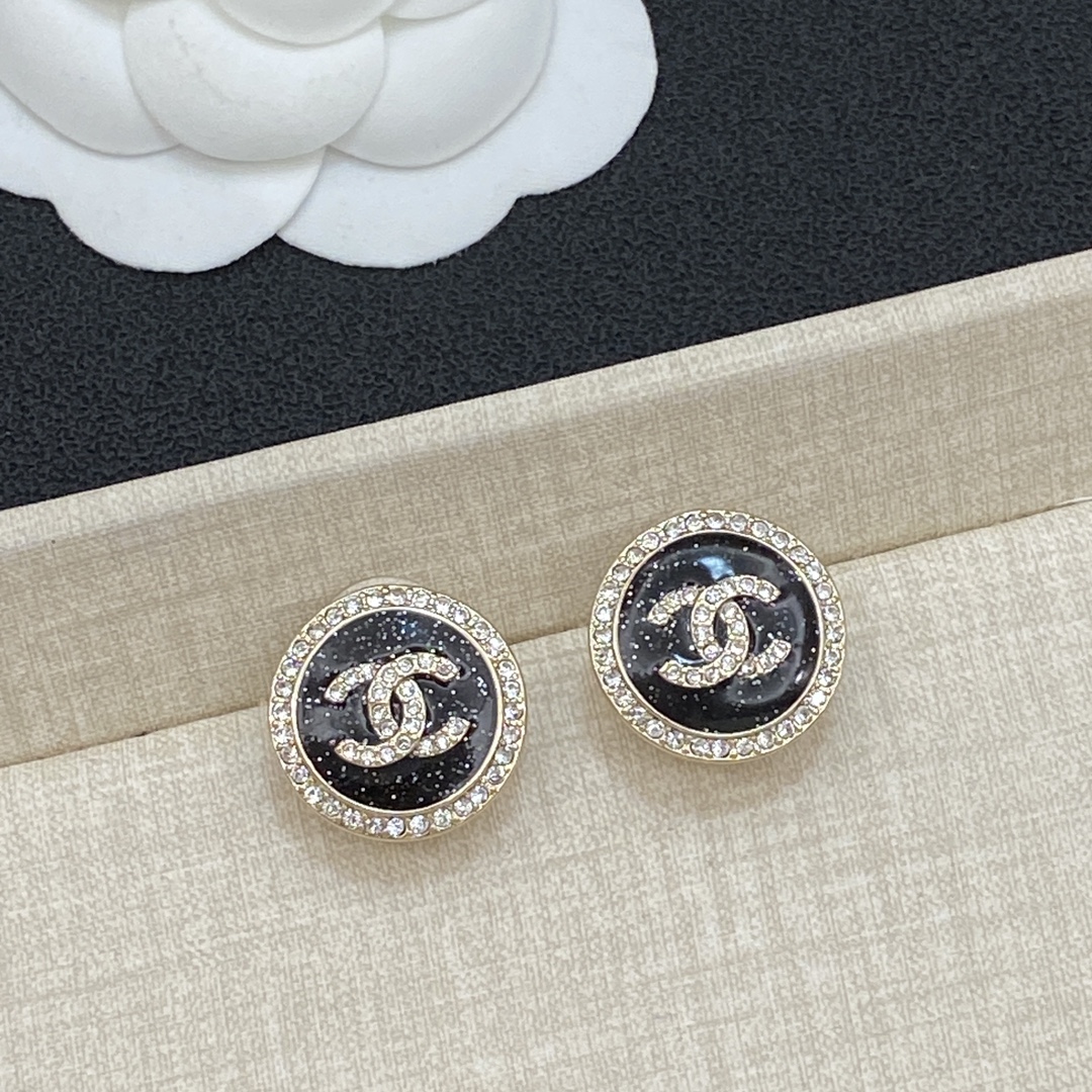 TOP CHANEL CC Diamonds Earrings - Gold