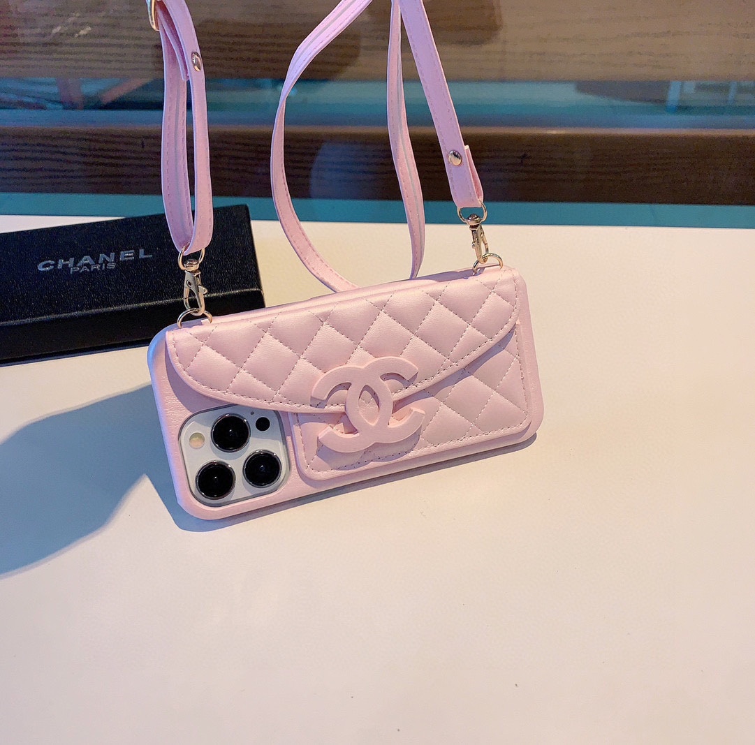 TOP CHANEL Stitched Rhombus Pattern Portable Card Holder Iphone case - 2 Colors