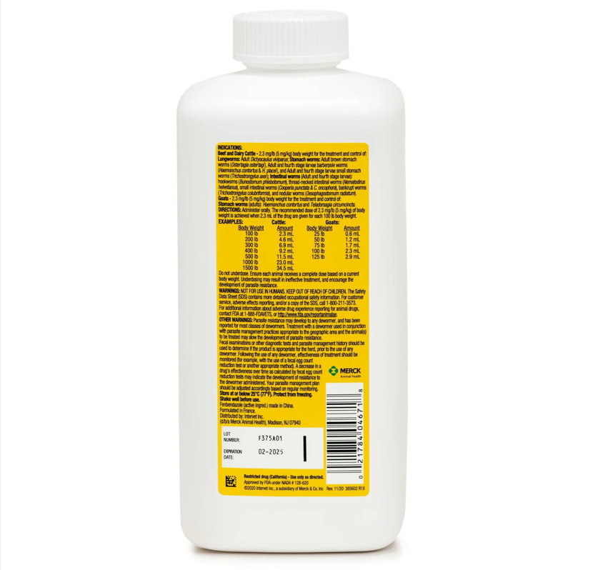 Safe-Guard® 10% Fenbendazole Suspension 1000mL | Broad-Spectrum Livestock Dewormer