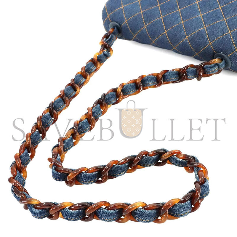 CHANEL MATELASSE PLASTIC CHAIN SHOULDER BAG DENIM BLUE VINTAGE (23*14*6cm)
