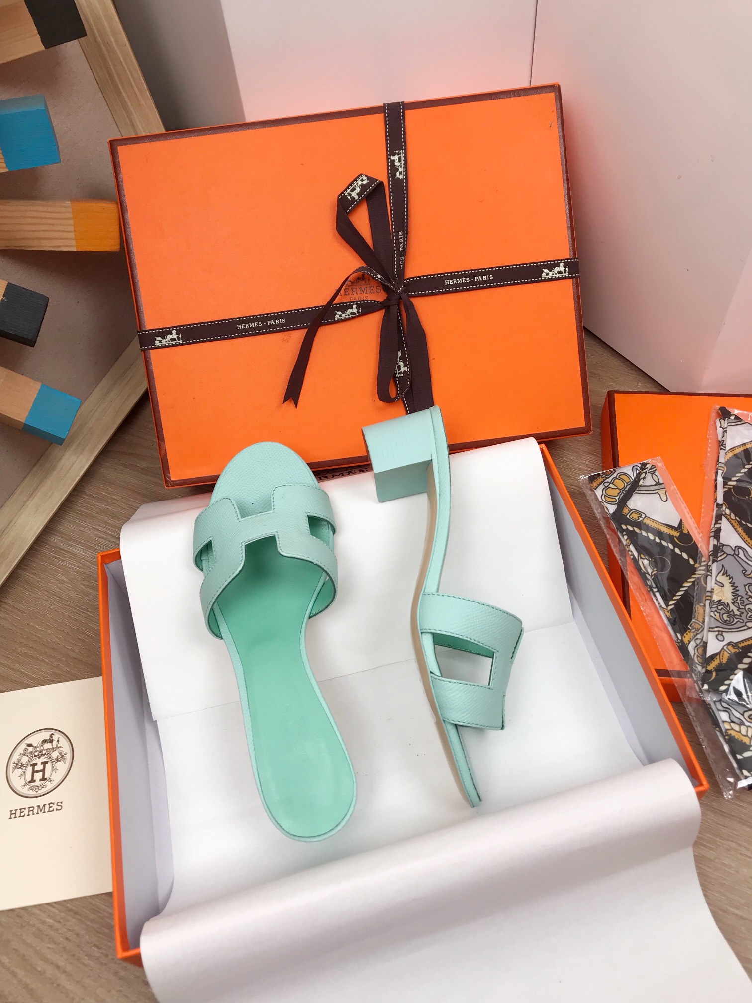 TOP HERMES Chunky Heel Slippers - 16 Color