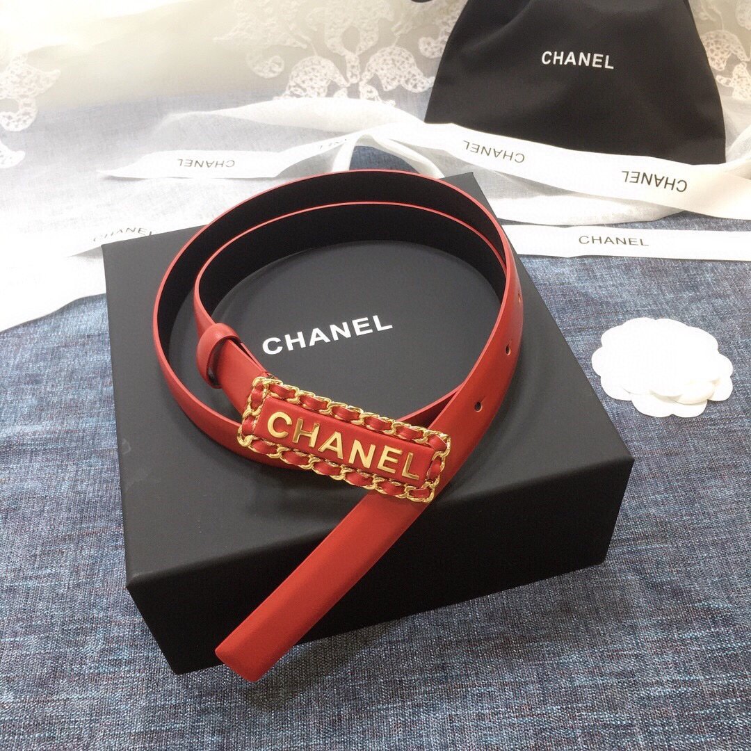 Chanel Belt With Chanel Signature Orange with Gold-Toned Hardware Women Belt 30MM