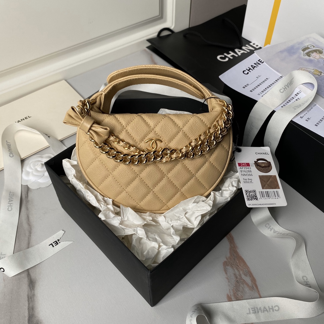 TOP CHANEL Loop Bag Cowhide 18cm with Chains - 2 Color&GHW